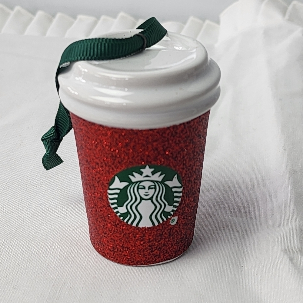 Starbucks 2019 Glitter Holiday Christmas coffee hot cocoa mug ceramic ornament